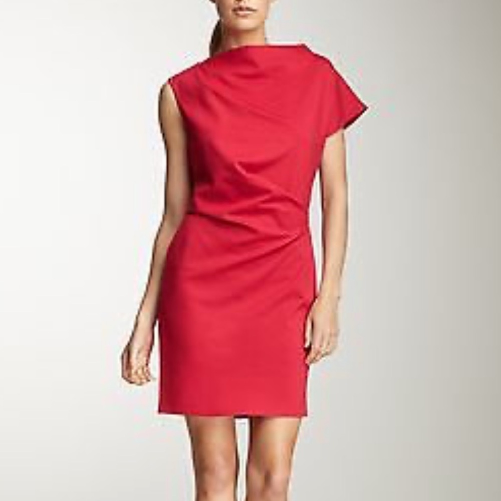 Costello Tagliapietra $298 Single Cap Sleeve Ruched Knit Dress Size 2 Berry Pink